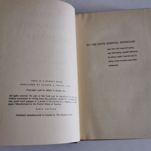 1946 Lectures on Psychoanalytic Psychiatry by A.A. Brill Book, First Ed Vintage - Picture 5 of 8